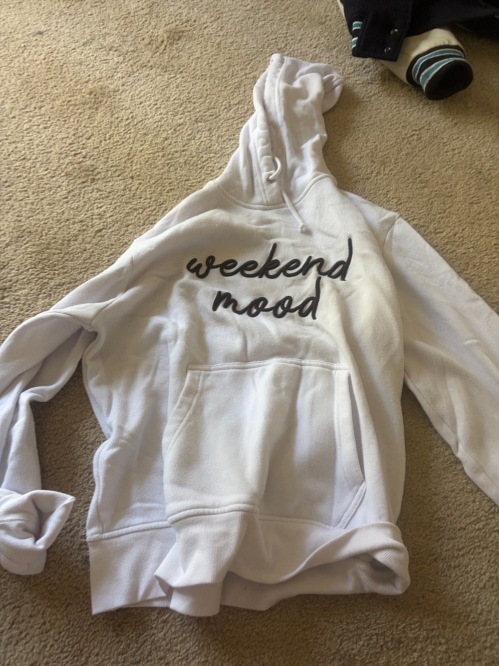 Forever 21 White Hoodie with Black Script